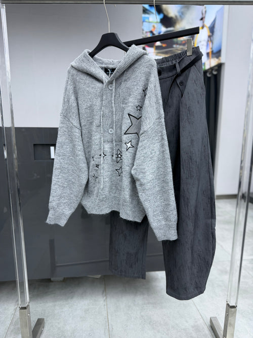 FLECKED CABLE-KNIT 100% WOOL JUMPER